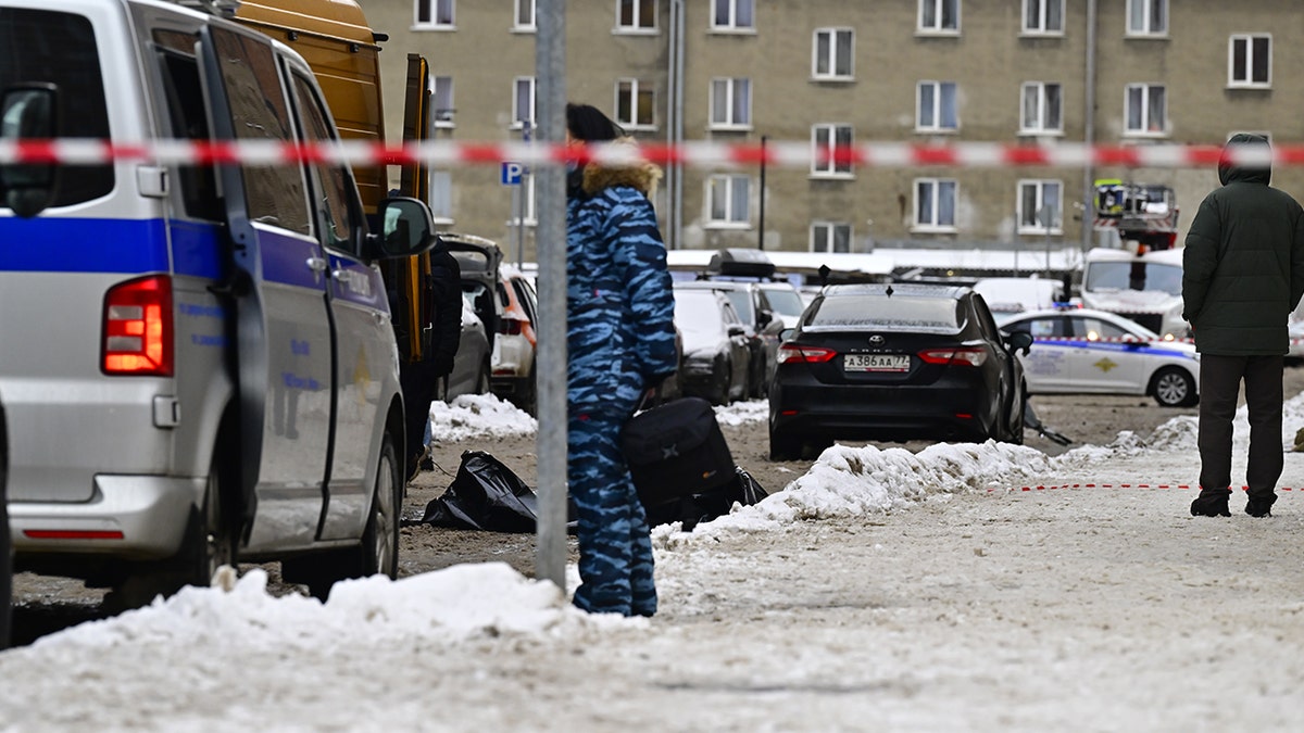 Crime scene after bomb detonated in Moscow