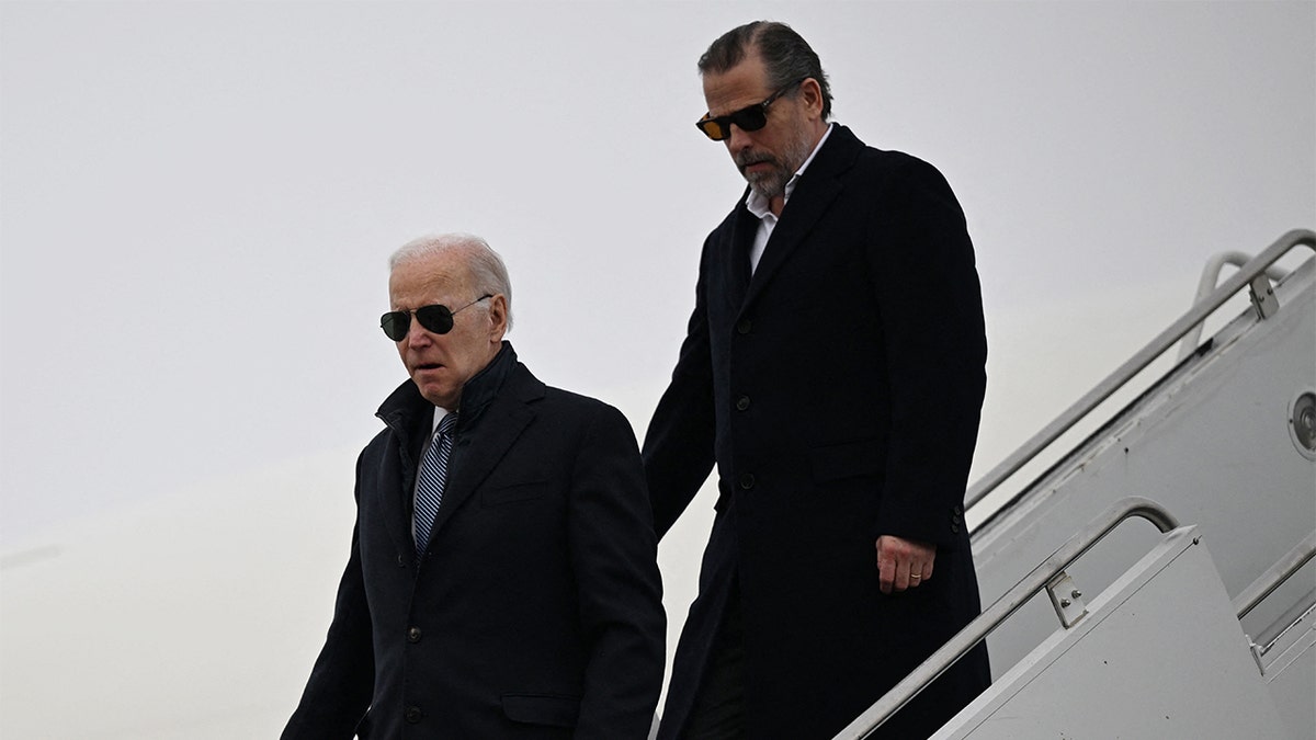 President Biden and Hunter Biden exiting Air Force One