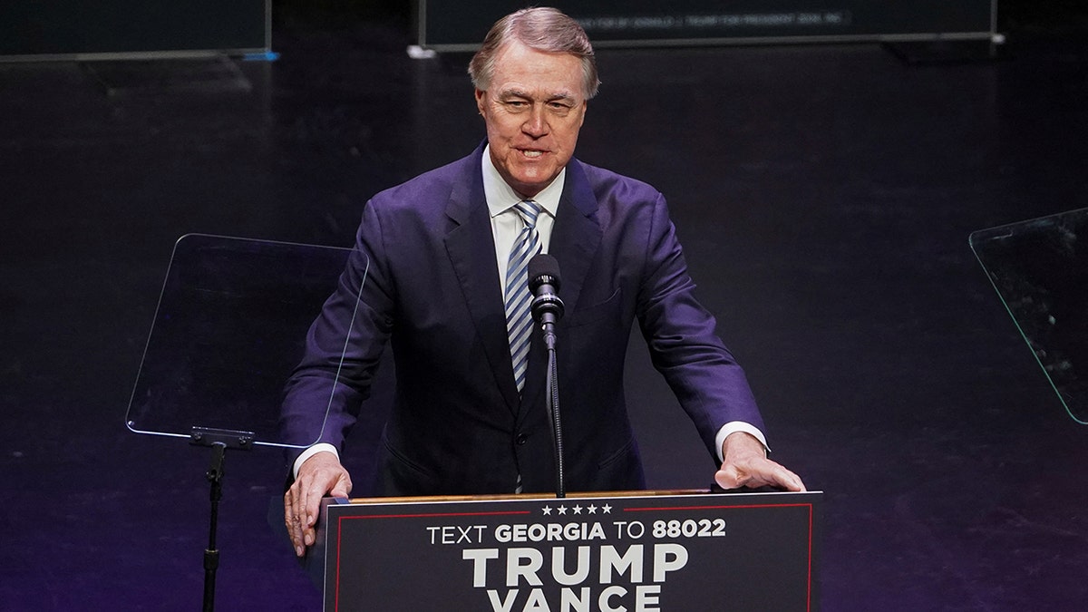 Former U.S. President Donald Trump holds a campaign event at the Johnny Mercer Theatre Civic Center in Savannah