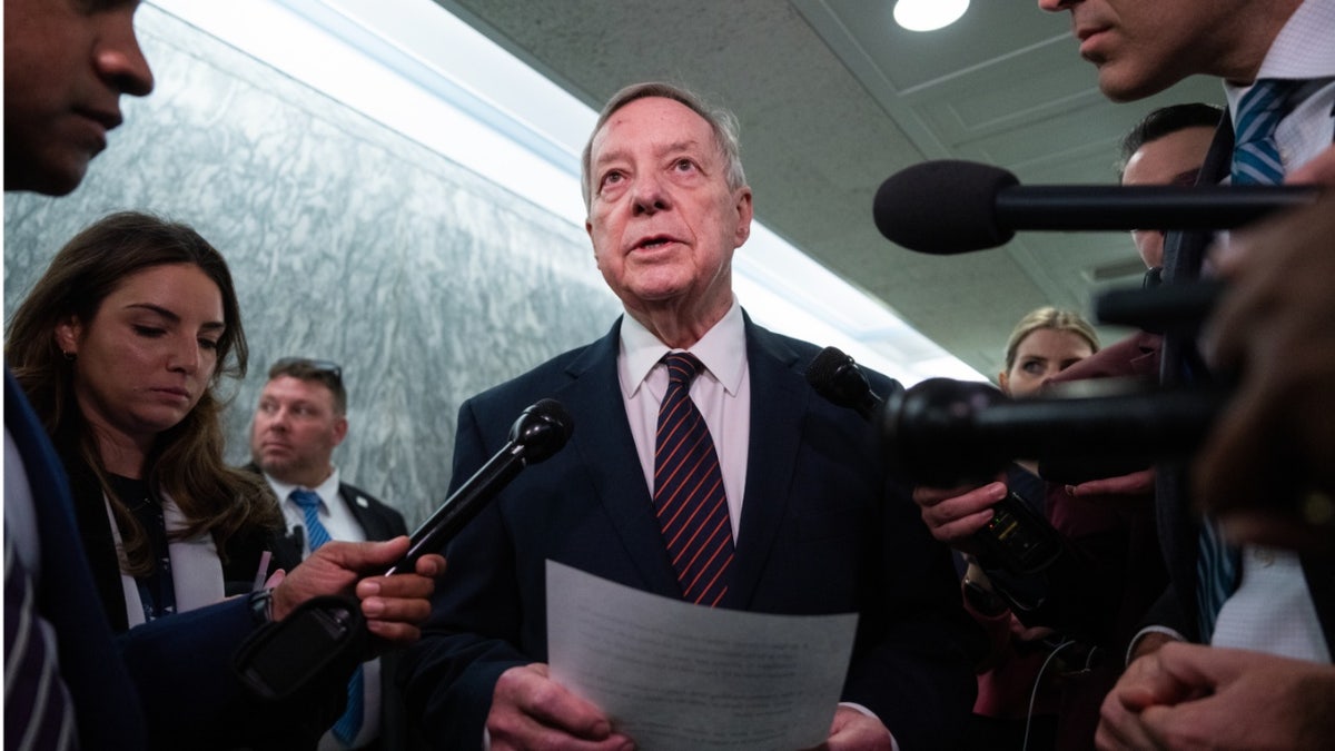 Sen. Dick Durbin in press gaggle