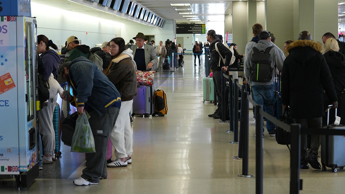 Travelers at Newark Airport in New Jersey