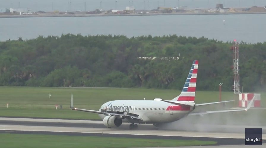 American Airlines plane tire catches fire during takeoff