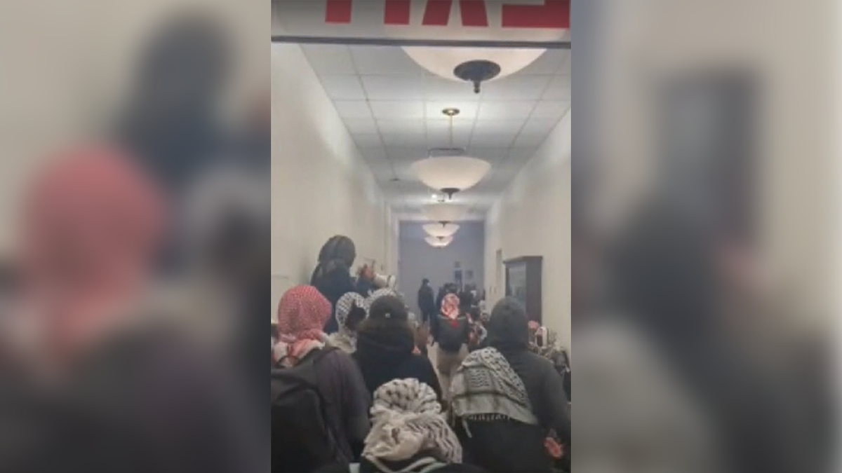 group of protesters at Barnard College