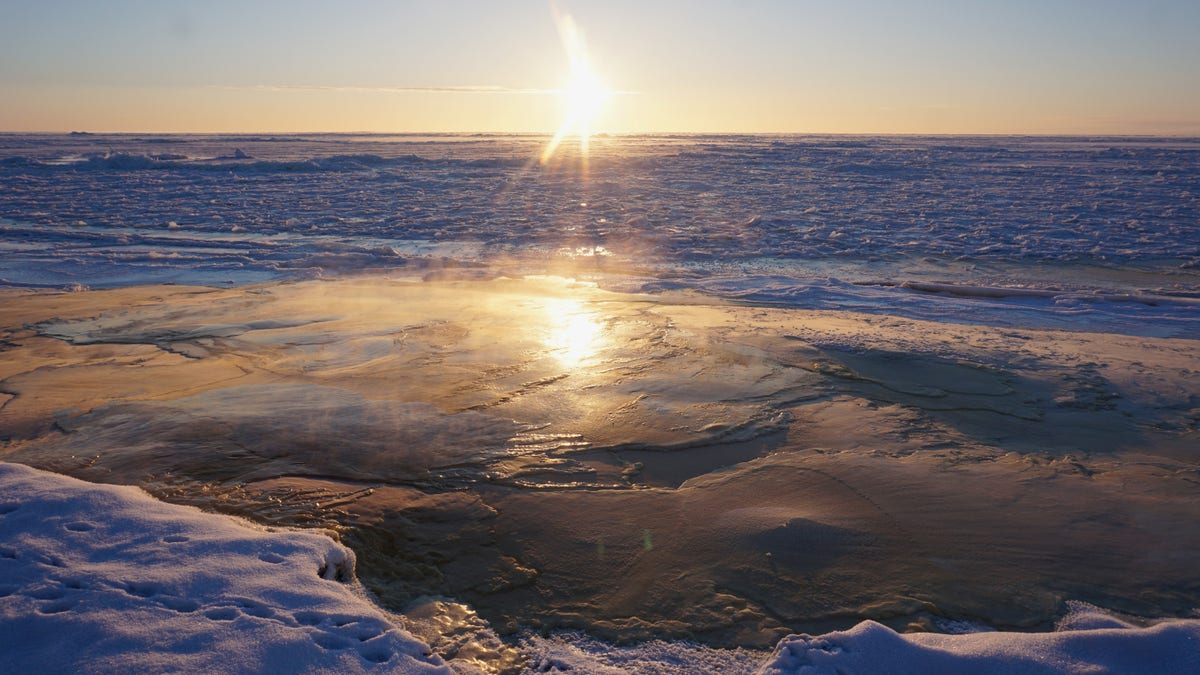 The Bering Sea is seen of the coast of Nome in December 2018. 