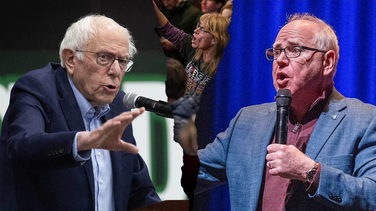 Democrats last week launched a coordinated effort to host "People’s Town Halls" in all 50 states. Thousands of supporters have cheered on Sen. Bernie Sanders, I-Vt., (left) at each stop of his "Fighting Oligarchy" tour. Gov. Tim Walz, D-Minn., has been hosting town halls in Republican districts. 