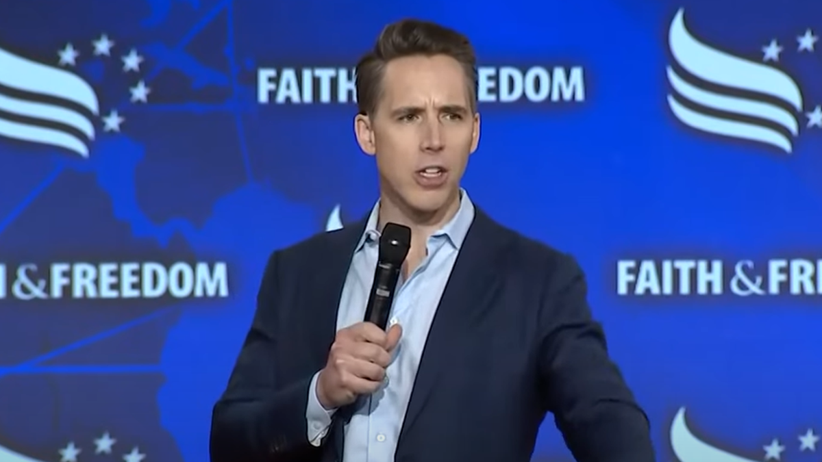 Josh Hawley gives a speech at a faith conference