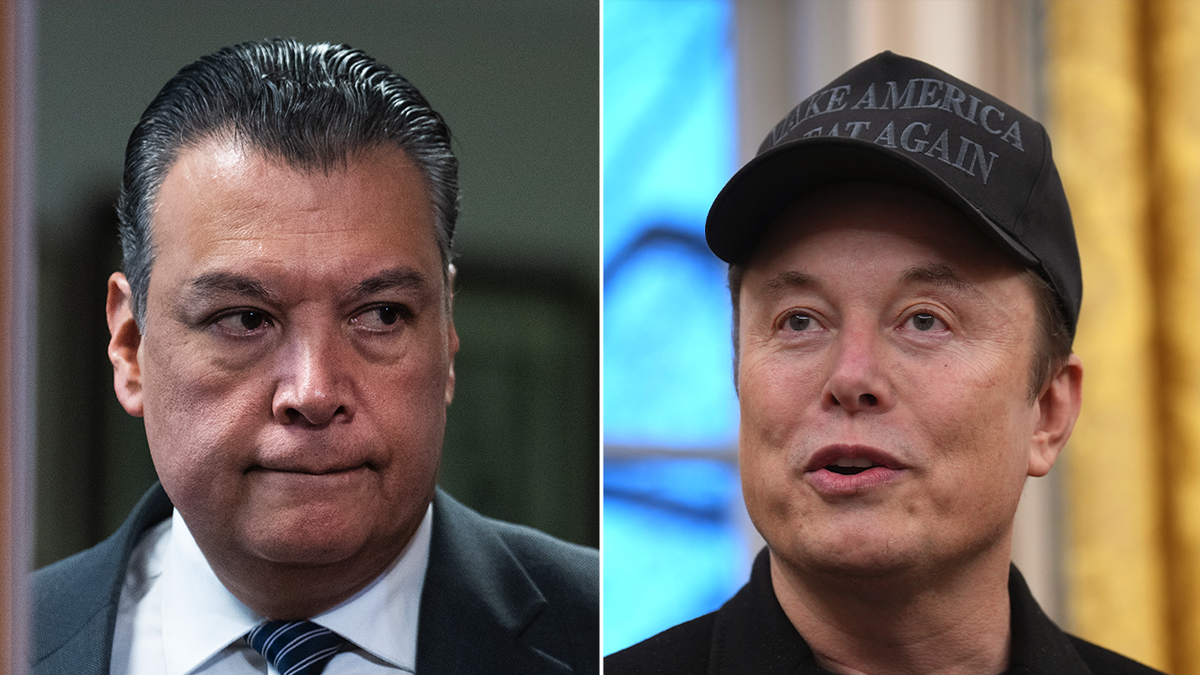 Sen. Alex Padilla, D-Calif., and Elon Musk. 