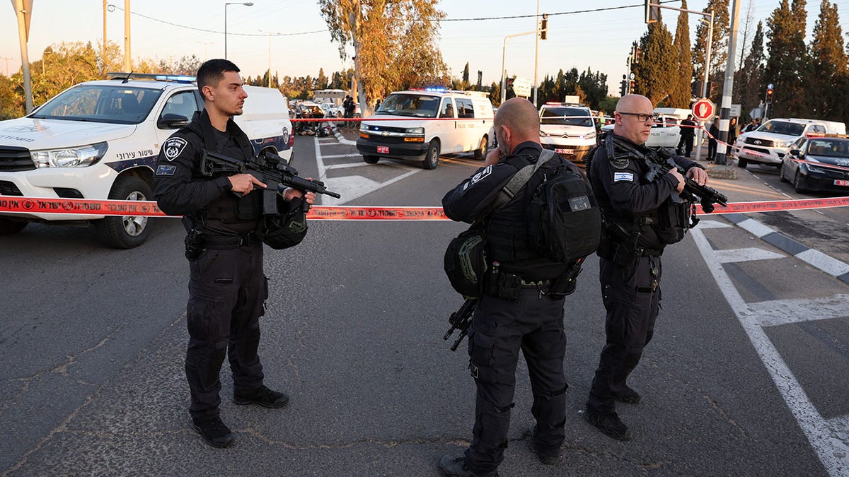 Israeli security forces after truck ramming incident