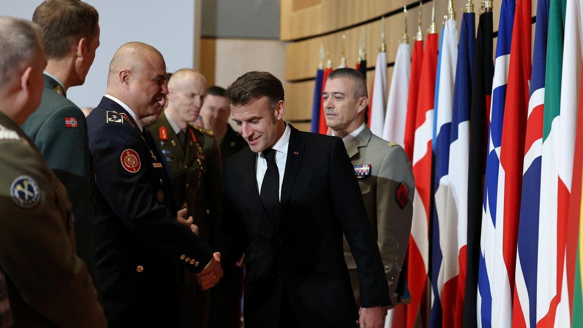 French President Emmanuel Macron addresses meeting of defense chiefs in Paris 