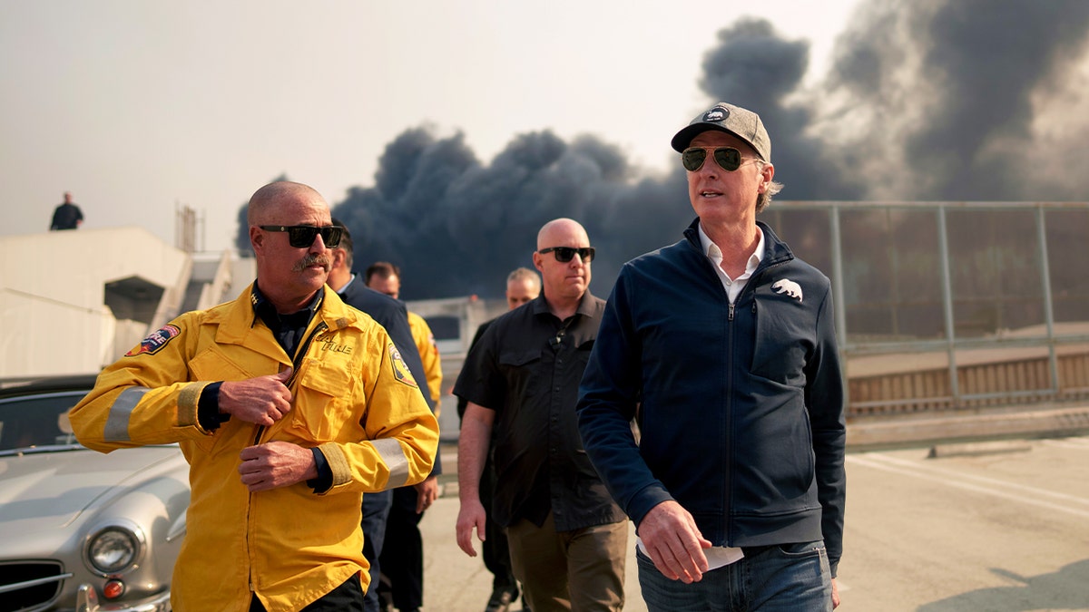 Gavin Newsom with first responders