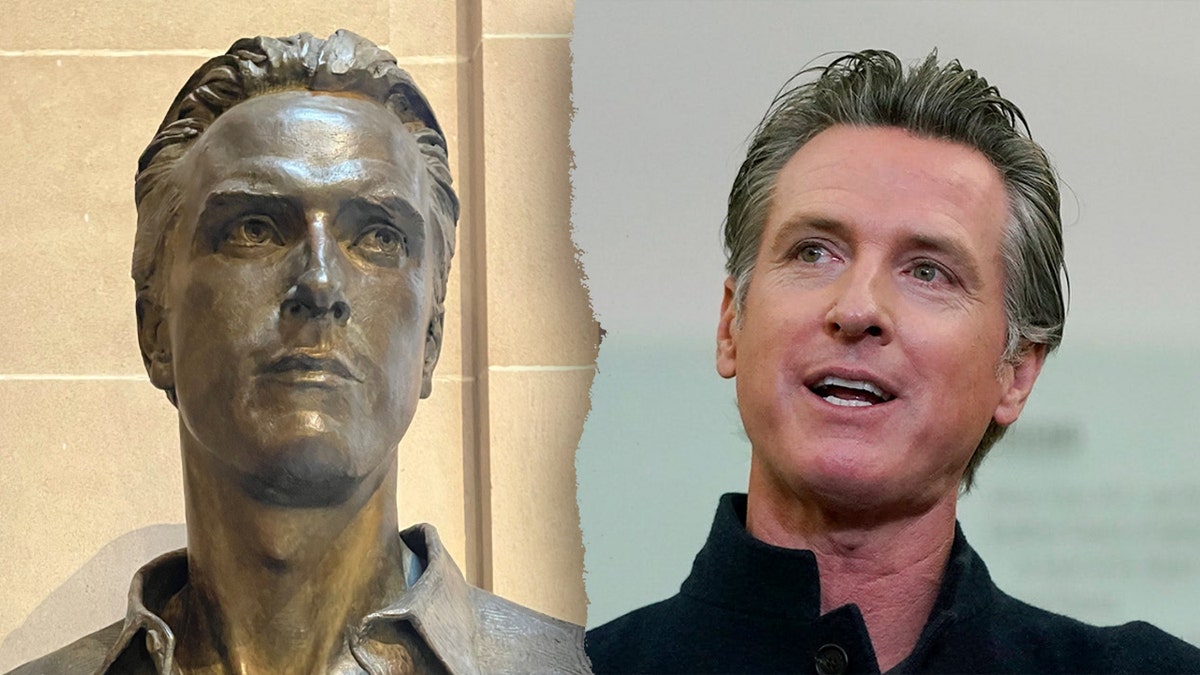 Bronze bust of Gavin Newsom