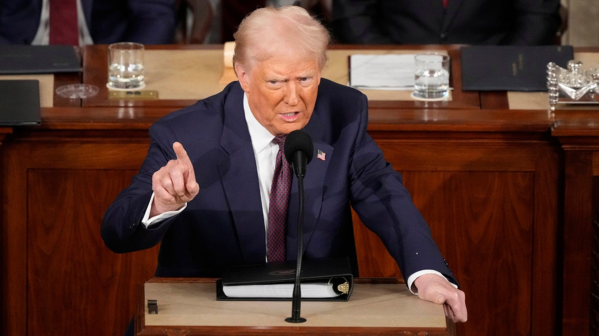 President Trump closeup giving speech to Congress