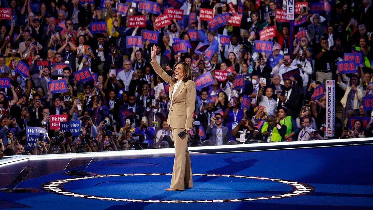 Kamala Harris on stage at DNC 