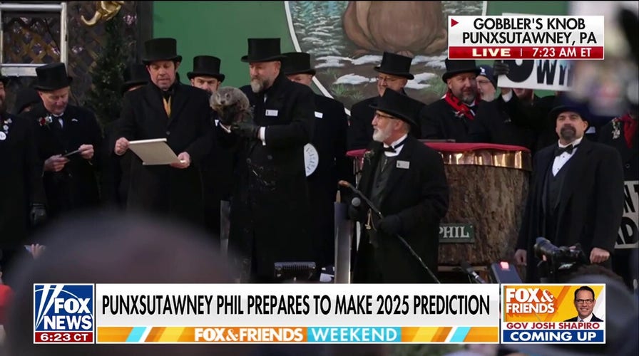 Punxsutawney Phil sees his shadow during Groundhog Day prediction