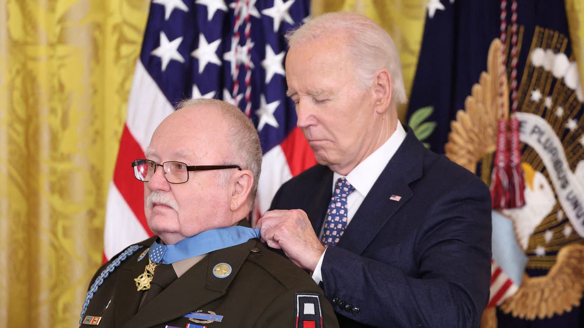 President Biden presents the Medal of Honor to a Vietnam War veteran.