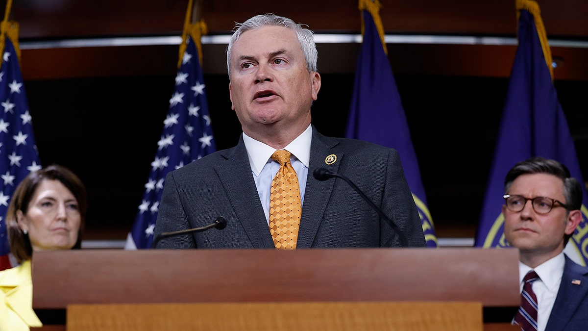 James Comer at lectern closeup shot