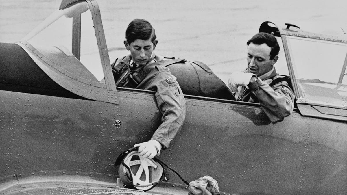 Then-Prince Charles piloting a Royal Air Force plane