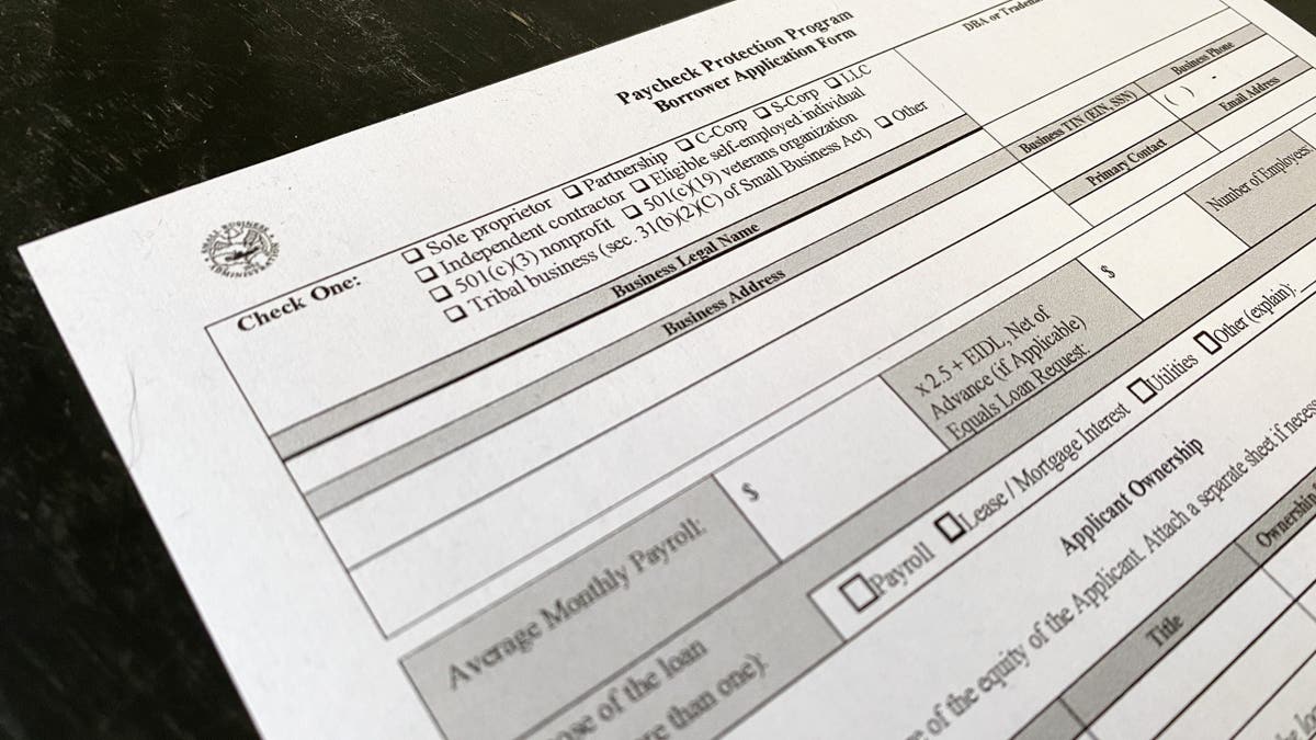 A form to apply for PPP loans