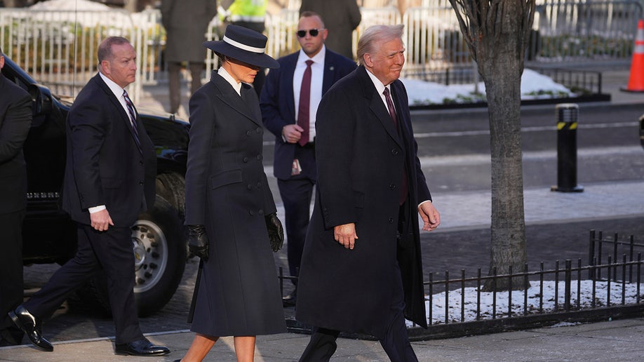 President-elect Donald Trump and his wife Melania arrive for church service at St. John's Episcopal Church across from the White House