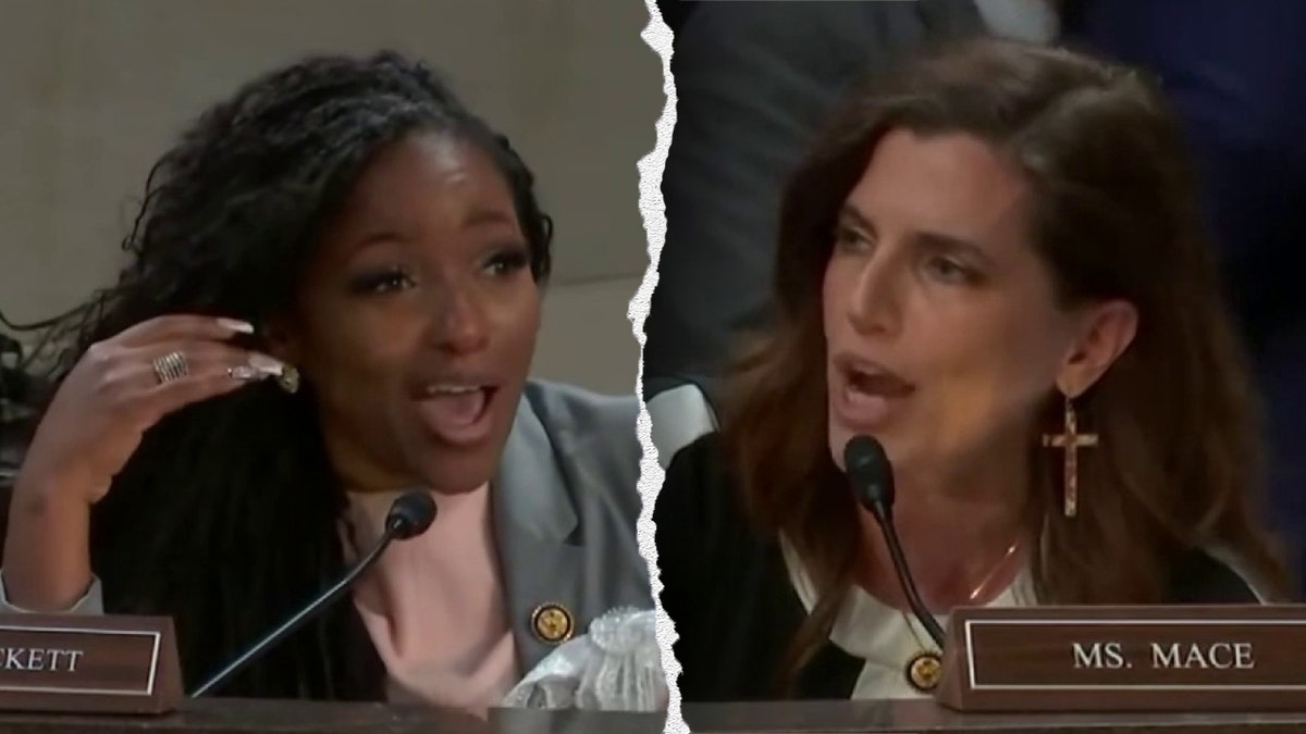 Split image showing Nancy Mace and Jasmine Crockett