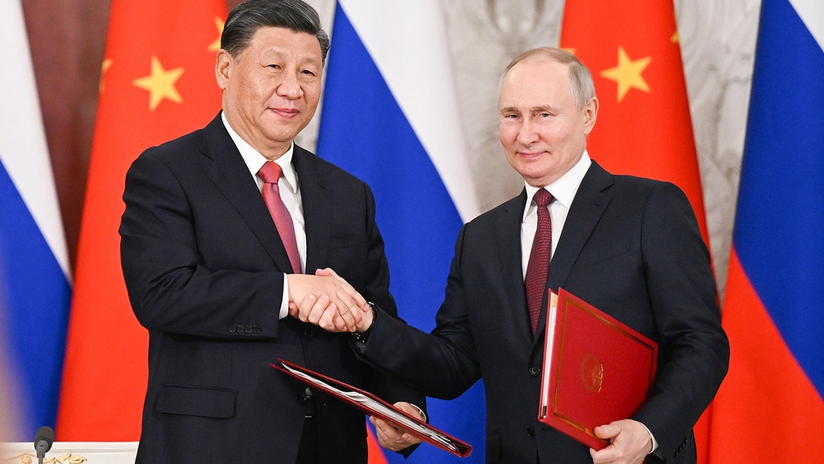 Xi, Putin shake hands