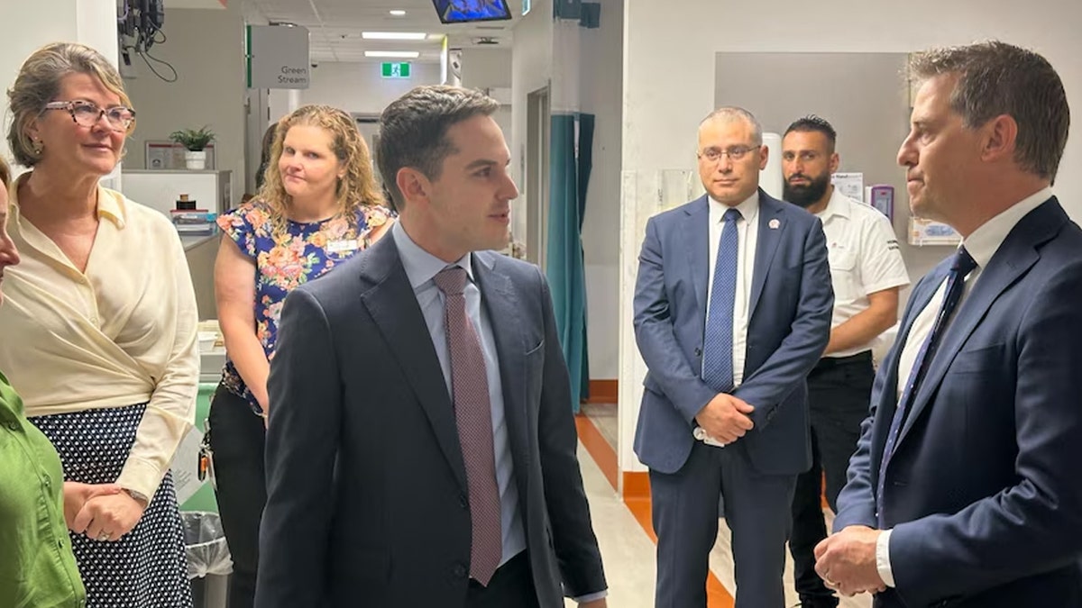 NSW Health Minister Ryan Park, Health Department secretary Susan Pearce and David Ossip from the Jewish Board of Deputies visited Bankstown Hospital, where the two nurses worked, on Thursday. 