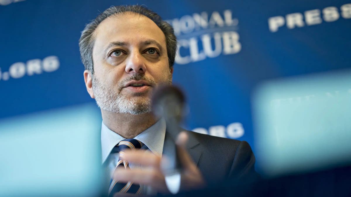 Preet Bharara speaks at the National Press Club