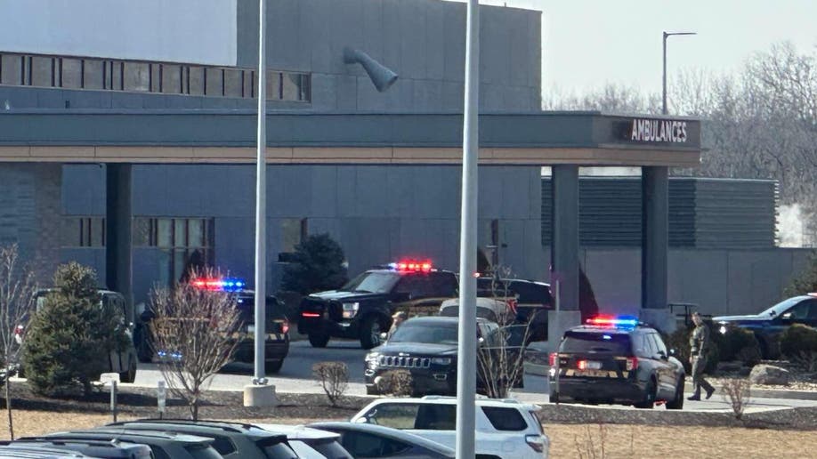 Police vehicles outside UPMC Memorial in York, Pennsylvania.