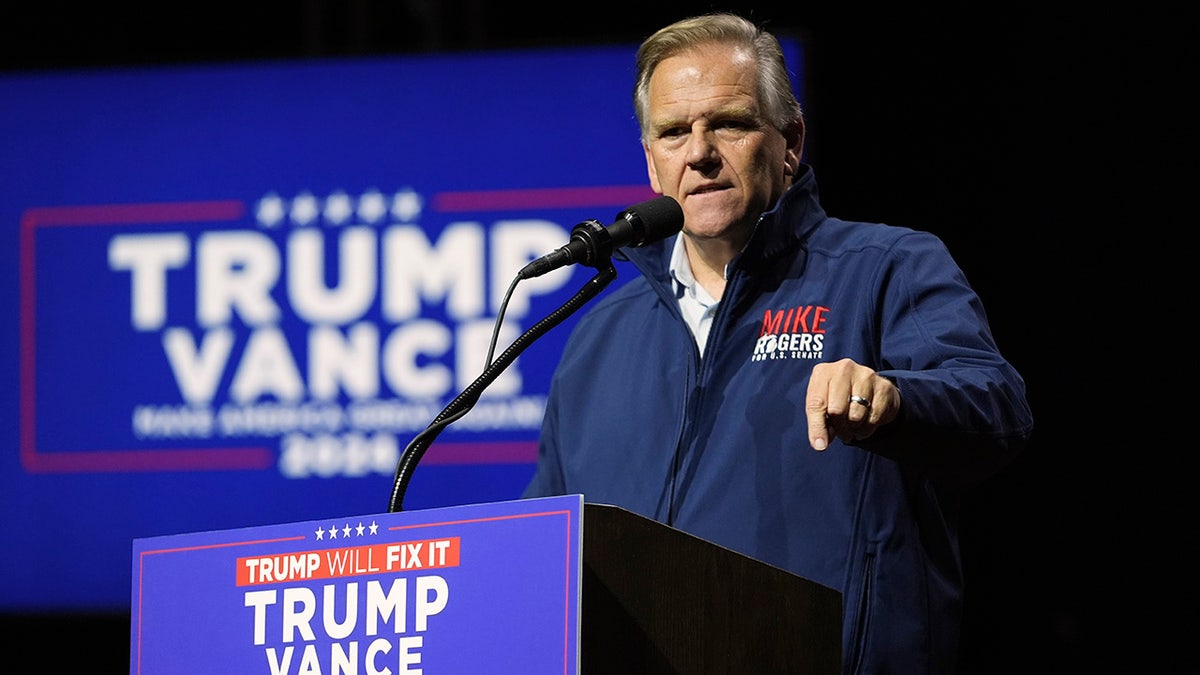 Mike Rogers speaks before Republican vice presidential nominee Sen. JD Vance