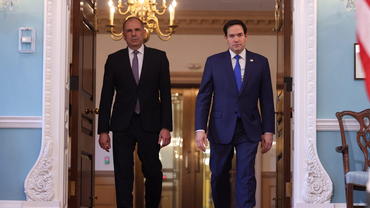 Greek foreign minister Gerapetritis with Marco Rubio, US secretary of state