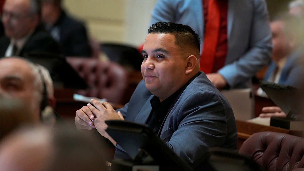 Rhode Island Rep. Enrique Sanchez at his desk