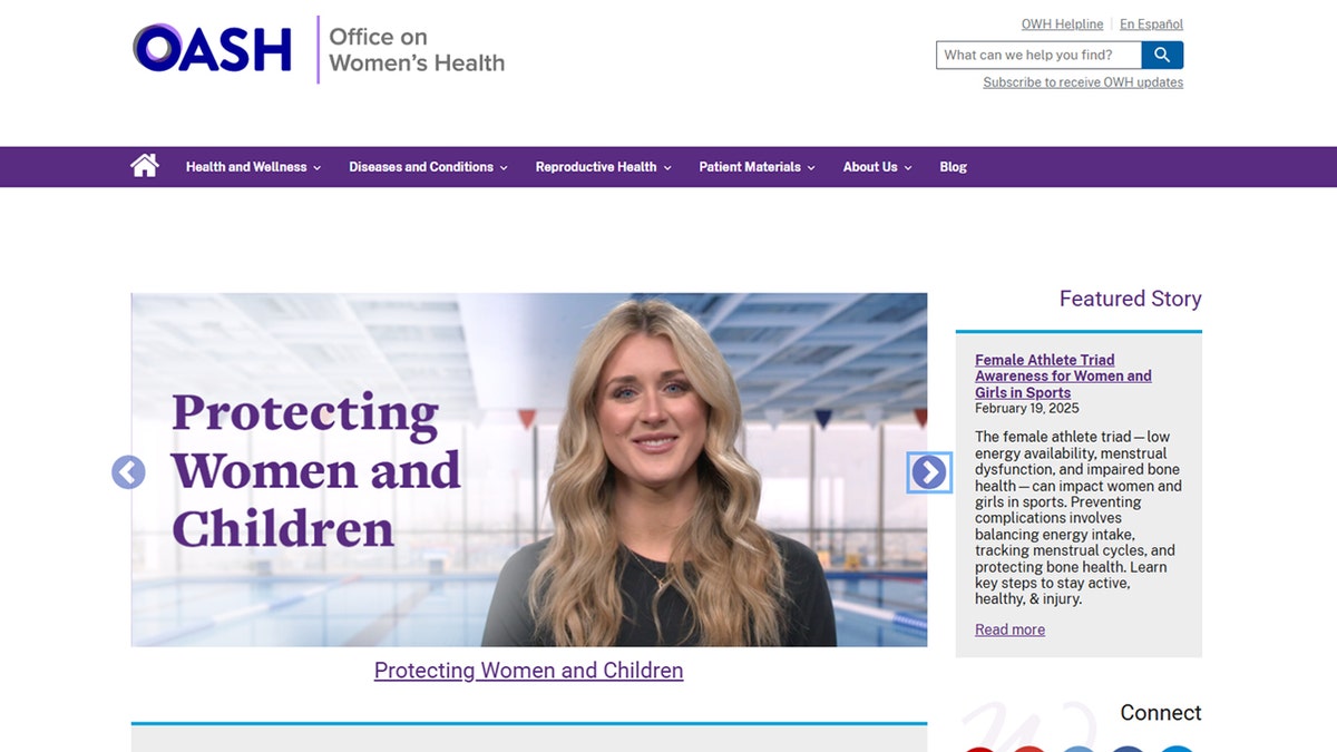 Riley Gaines seen prominently in Office on Women's Health website