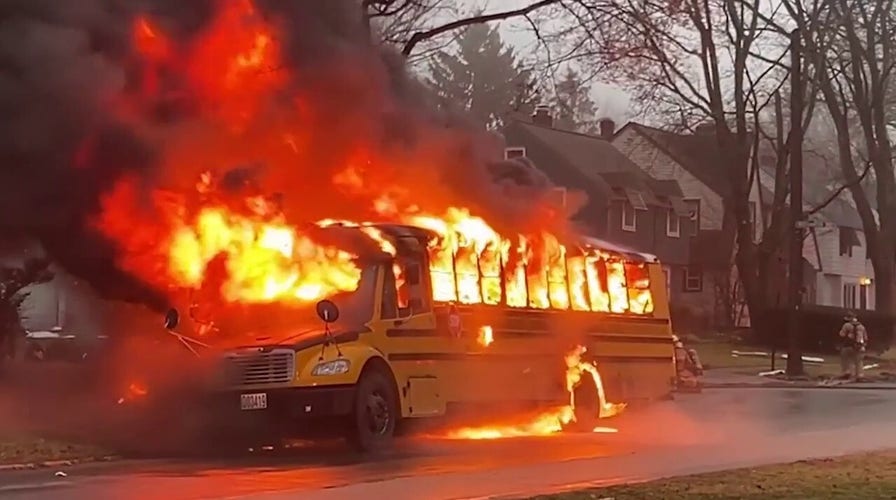 School bus driver saves students after bus catches fire