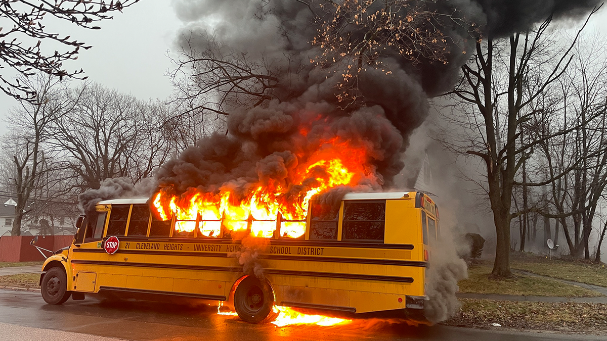 Bus on fire