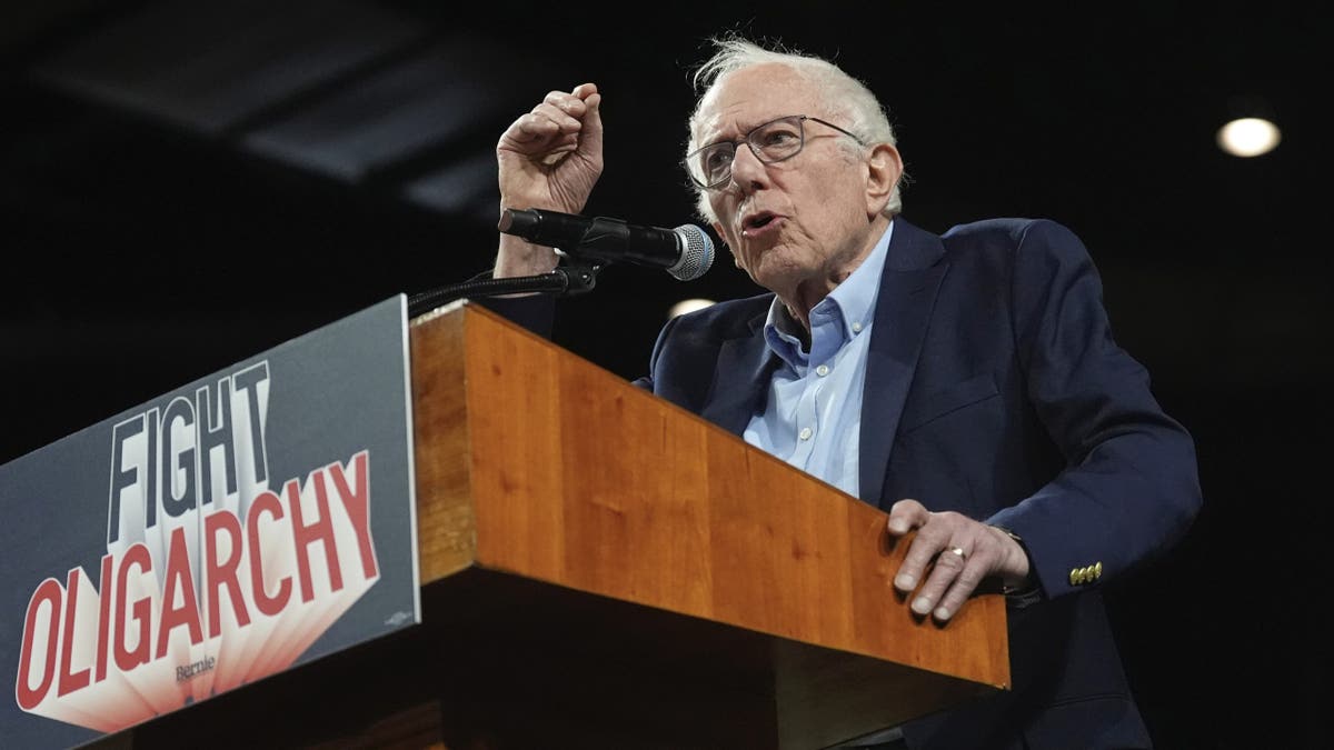 Sen. Bernie Sanders, I-Vt., speaks during a "Fighting Oligarchy" tour event at Arizona State University, Thursday, March 20, 2025, in Tempe, Ariz. (AP Photo/Ross D. Franklin)