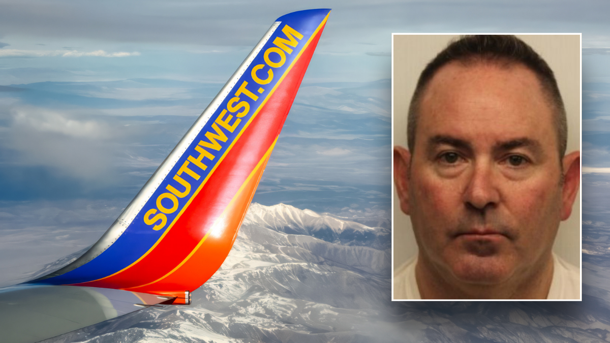 Split image of SOuthwest wing, drunk pilot