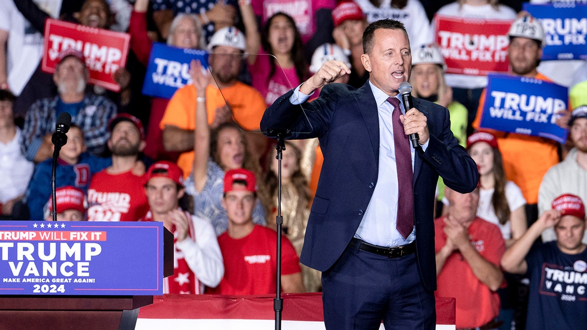 Ric Grenell, former acting director of National Intelligence, during the closing campaign event with now-President Donald Trump.