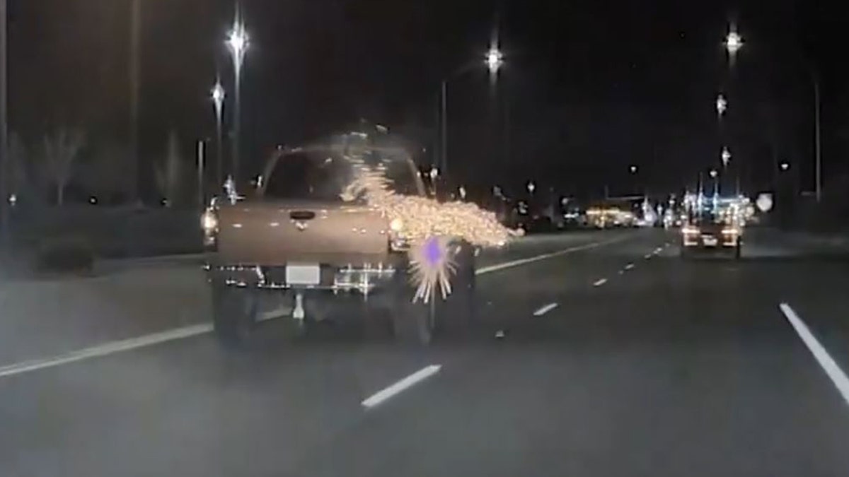 fireworks launching from pickup truck