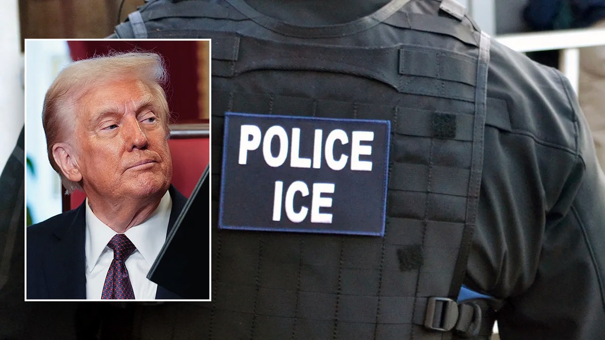 ICE vest and Donald Trump