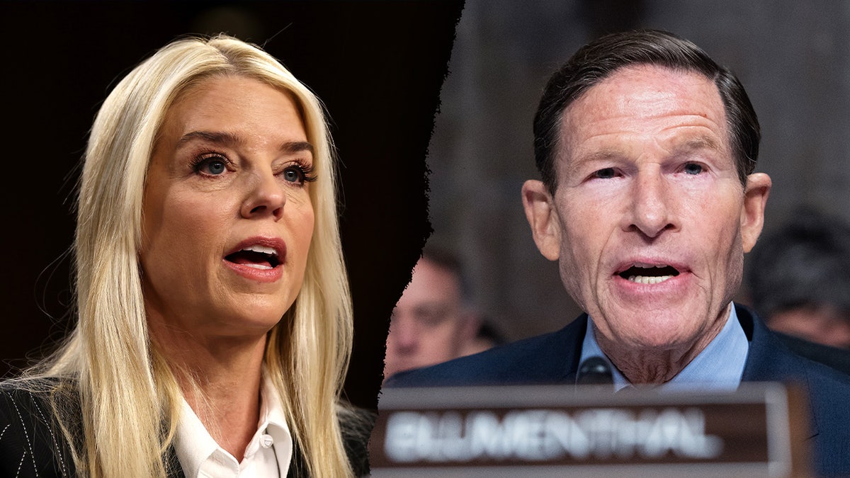 Pam Bondi, left; Sen. Blumenthal, right