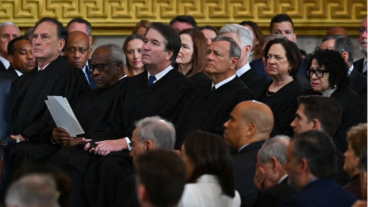 Supreme Court justices Samuel Alito, Clarence Thomas, Brett Kavanaugh and others are pictured attending President Donald Trump's second inauguration