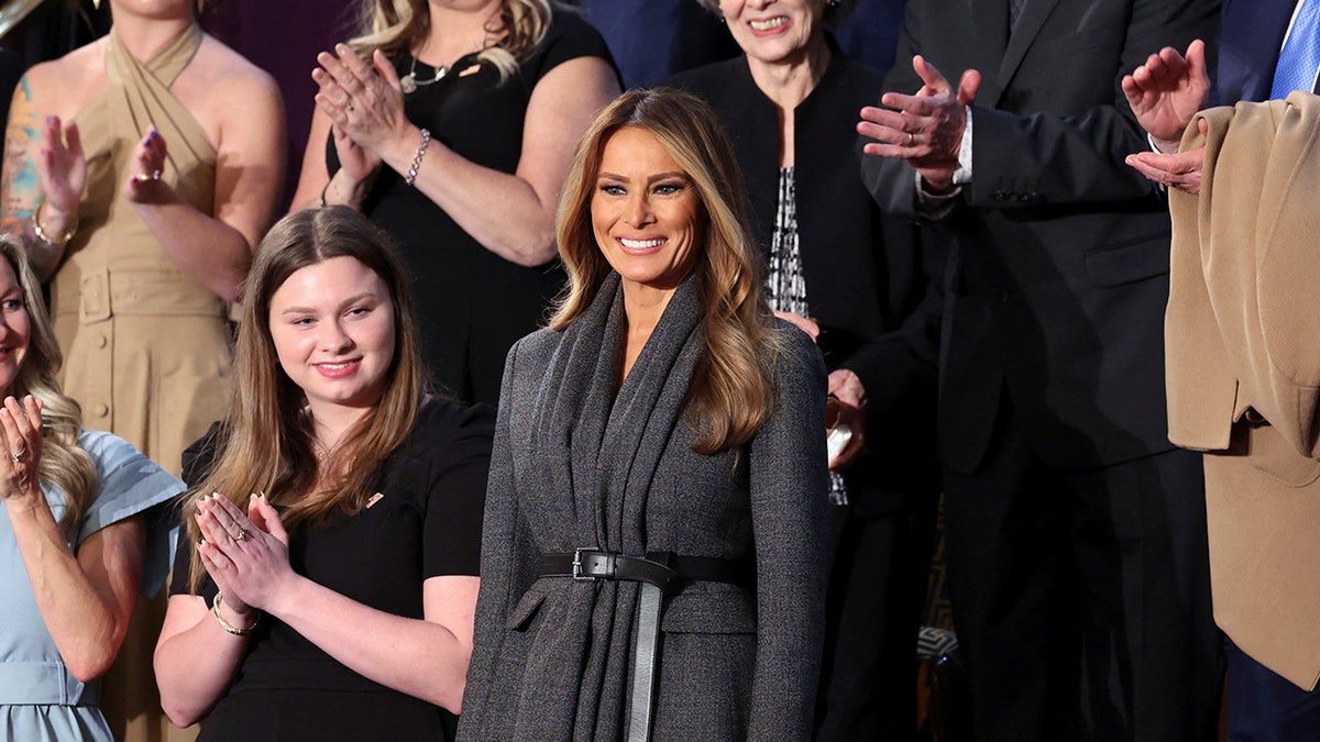 First Lady of the U.S. Melania Trump reacts on the day of President Donald Trump's speech to a joint session of Congress, in the House Chamber of the U.S. Capitol in Washington, D.C., March 4, 2025. Evelyn Hockstein/Reuters