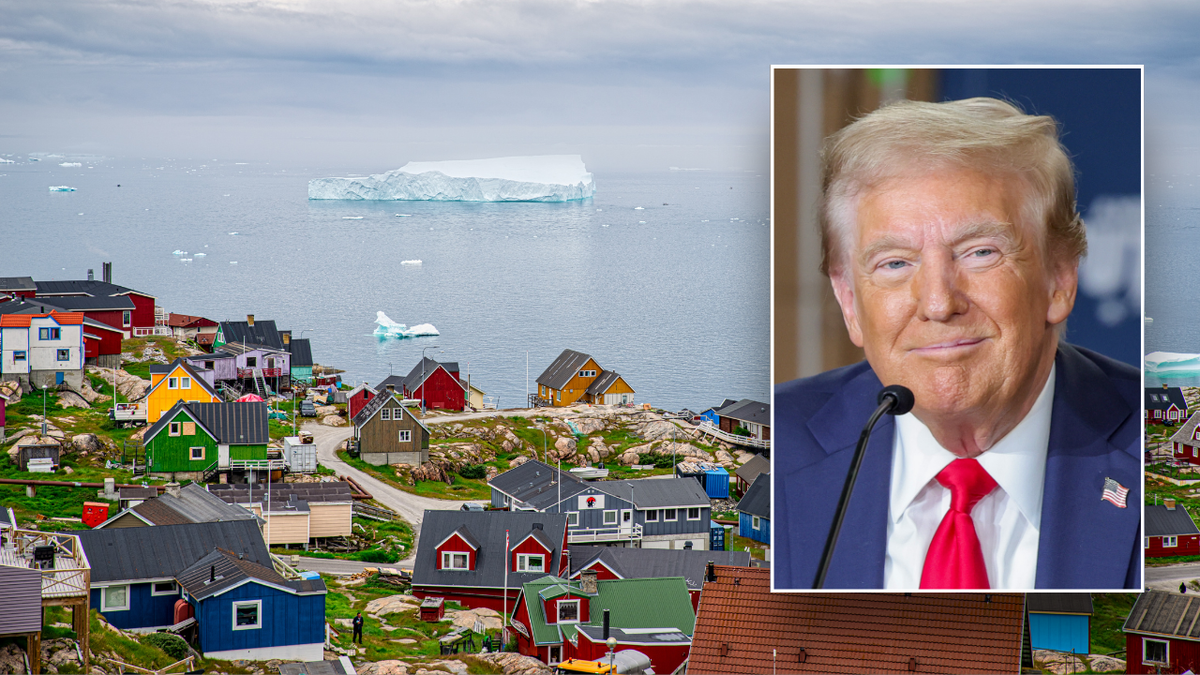 Split image of Greenland, Trump