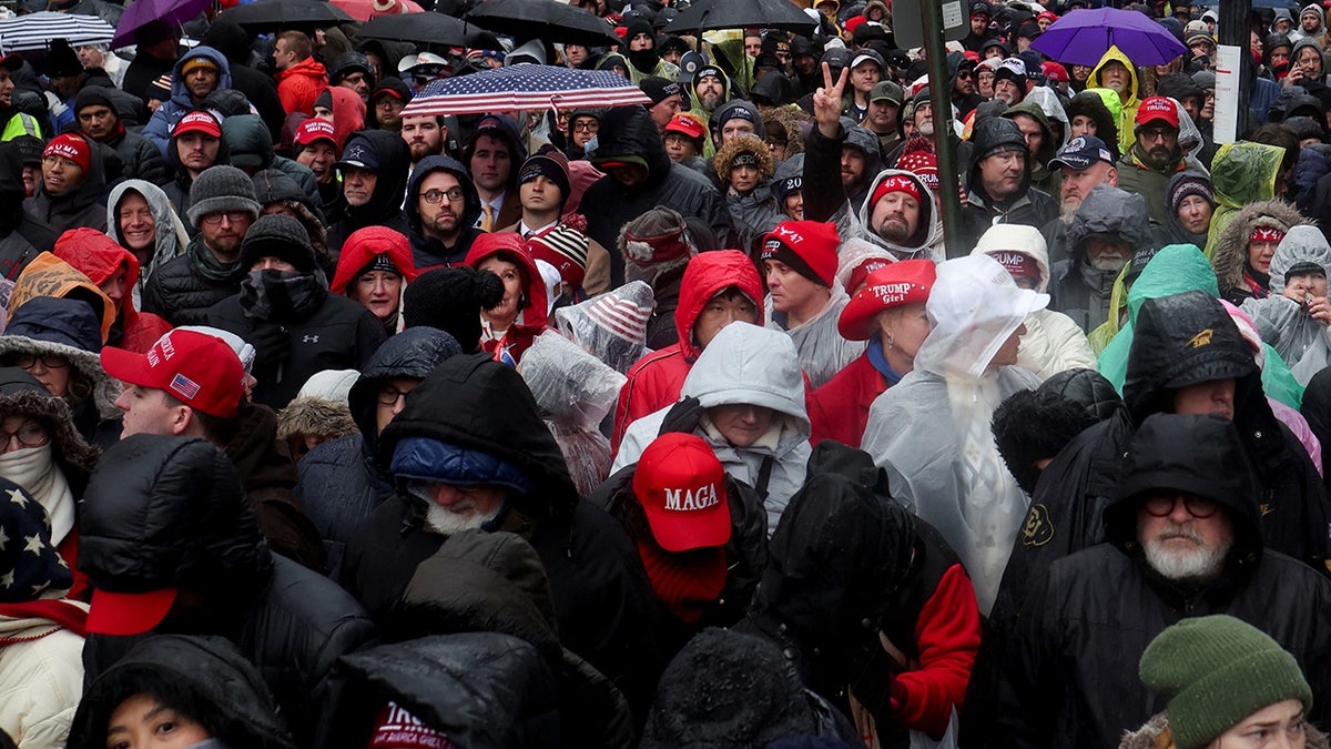 Trump supporters gather outside Capital One Arena on Jan. 19