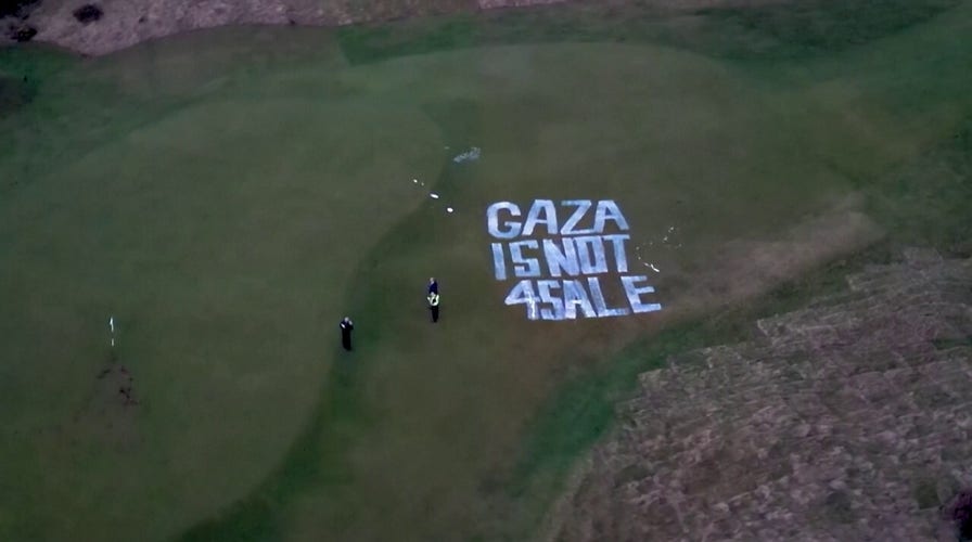  Trumps Scottish golf resort vandalized with pro-Palestine graffiti following Gaza comments