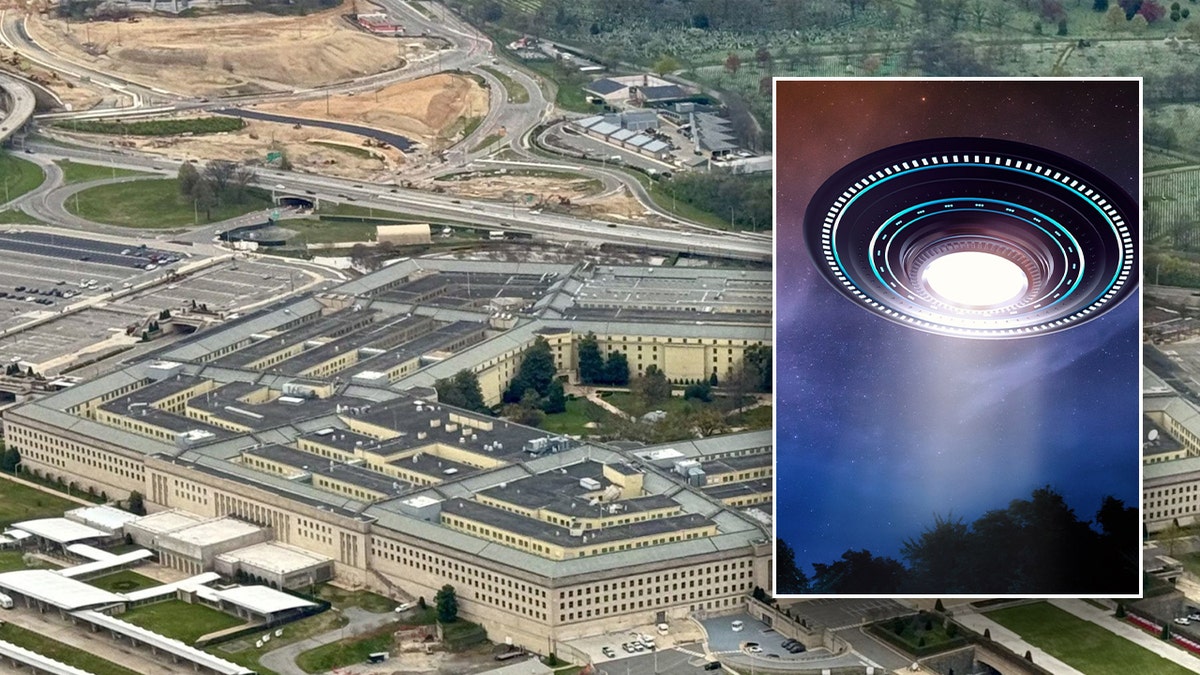 UFO is pictured in front of the Pentagon