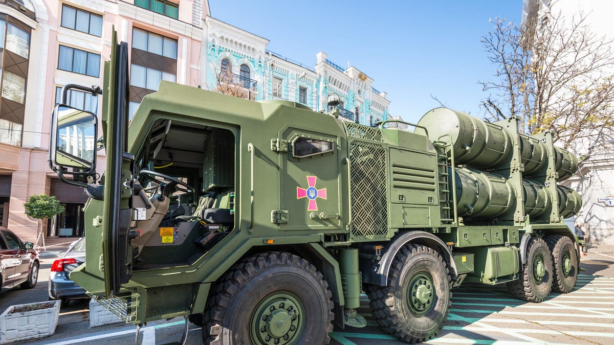 Tank with anti-ship missile seen in Kyiv, Ukraine 