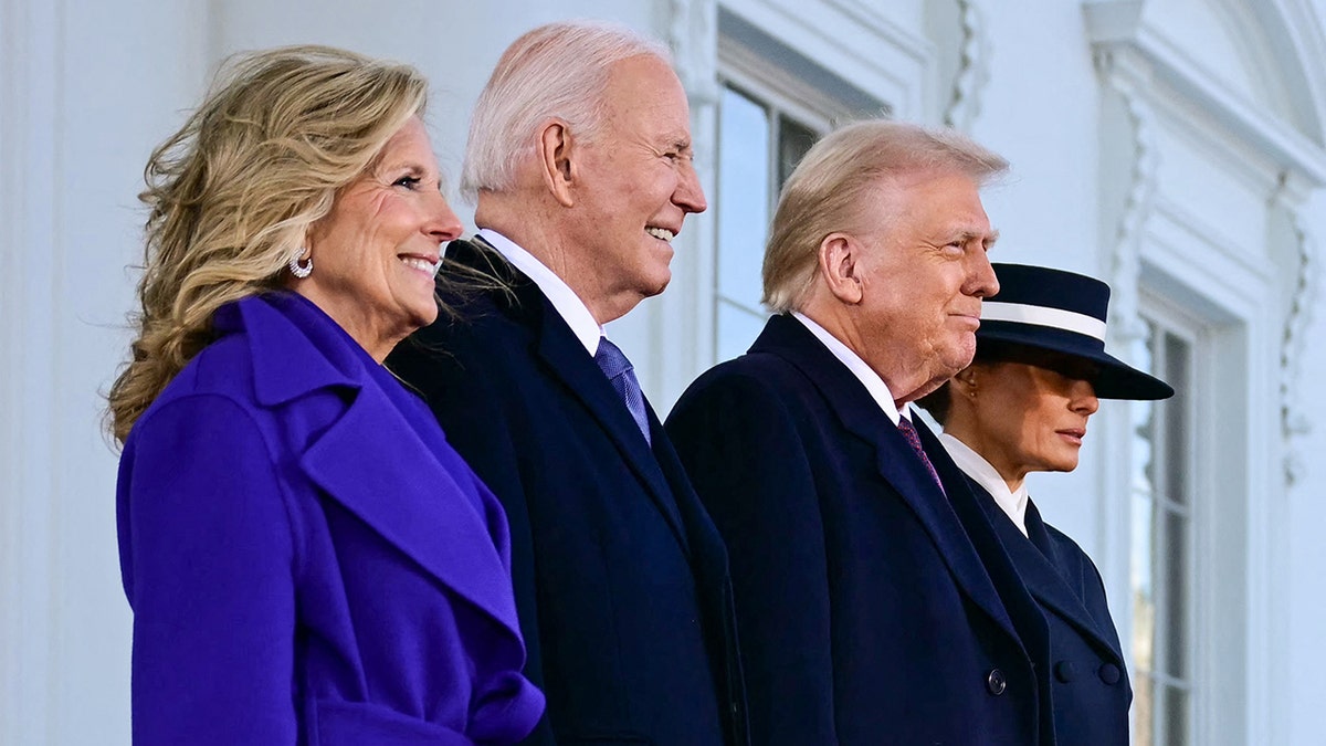 Donald Trump and Melania Trump and Joe Biden and Jill Biden at the Inauguration