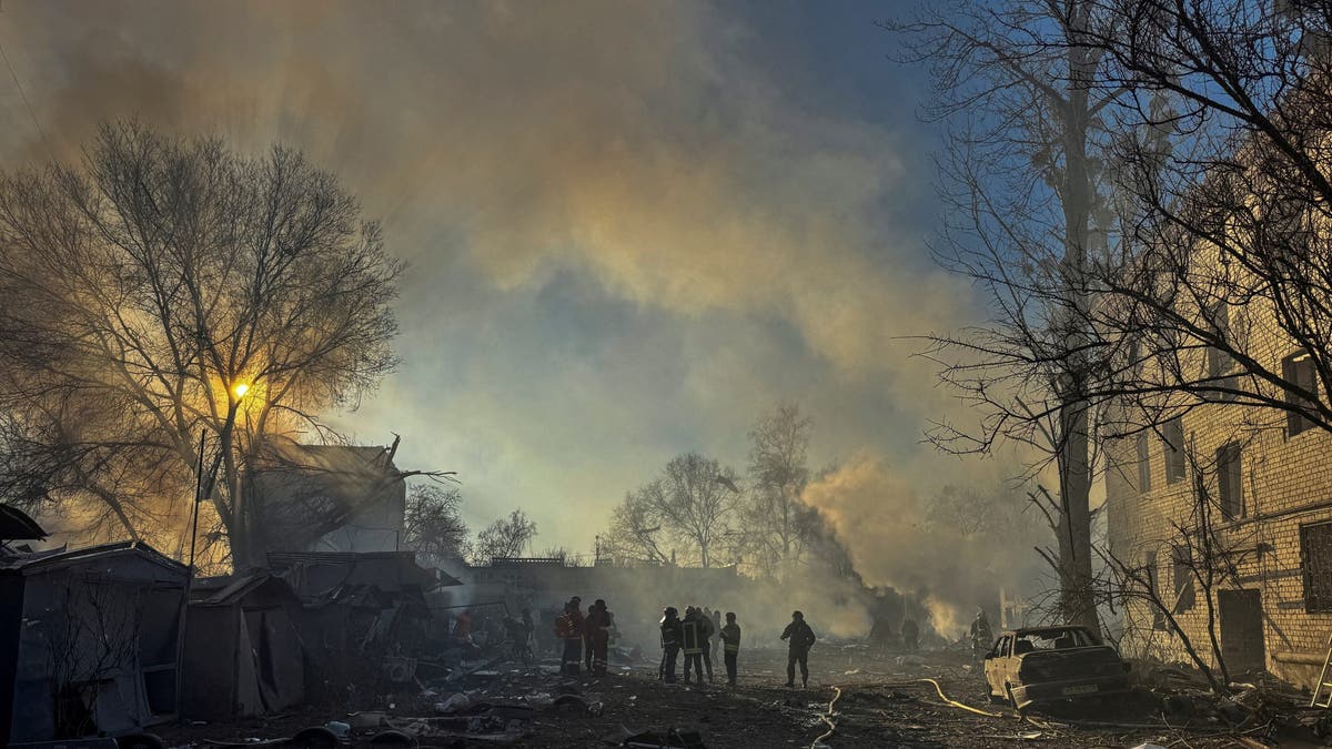 Rescuers work at the site of a Russian missile strike, amid Russia's attack on Ukraine, in Kharkiv, Ukraine March 7, 2025