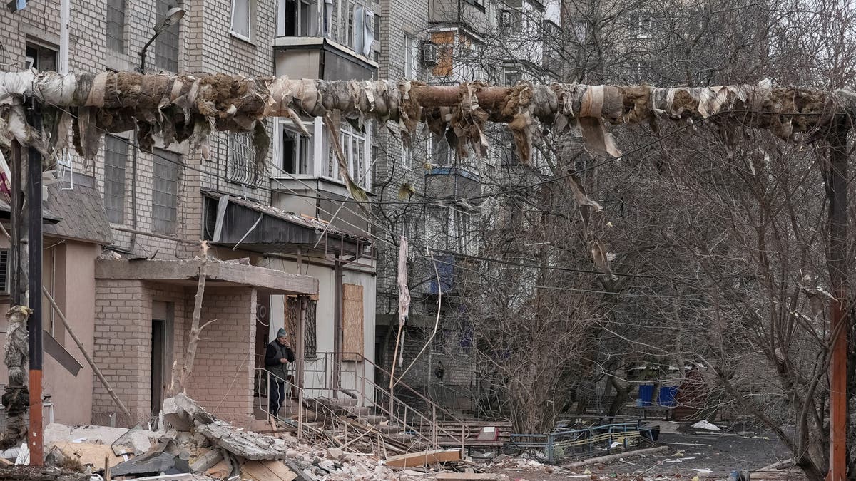 Aftermath of a Russian strike on Povrosk on Friday